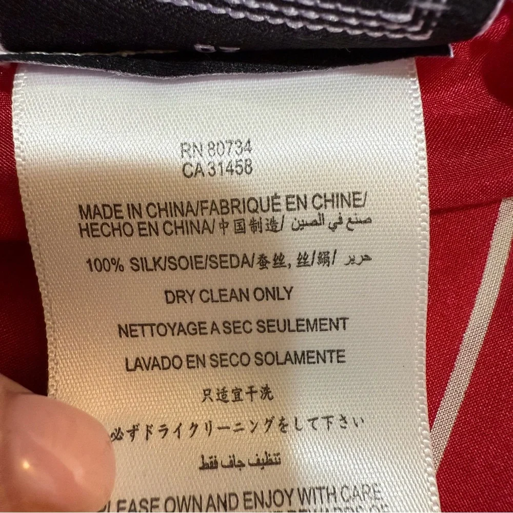 Herve Leger 100% Silk Striped Scarf Red White OS New With Tags
